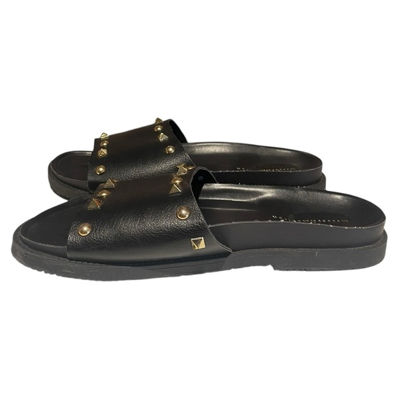 Mercer & Madison leather studded slides black 8 - Picture 4 of 8